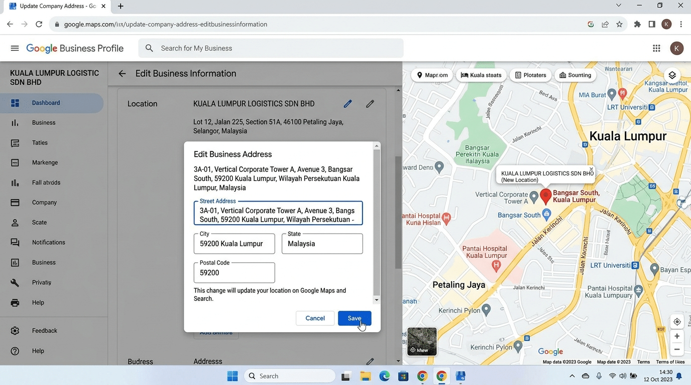 Company Address in Google map